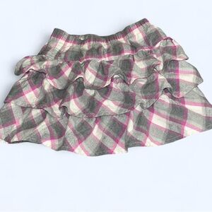 Plaid Ruffle Skirt - Pink and Gray